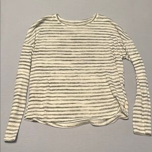 Striped Long Sleeve Top - Cream and Gray